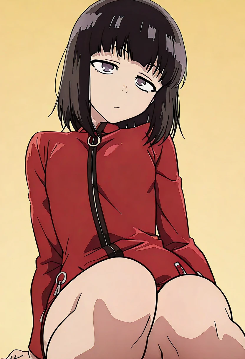 Highest quality, masterpiece, Portraiture,Blood, Kizuki Eye, Brown Hair, Brown eyes, High Ponytail, Long Hair, Medium chest, (View your viewers:1.3), Outdoor, forest, smile,Fully nude,With nipples,Pussy in full view,Sitting and spreading legs