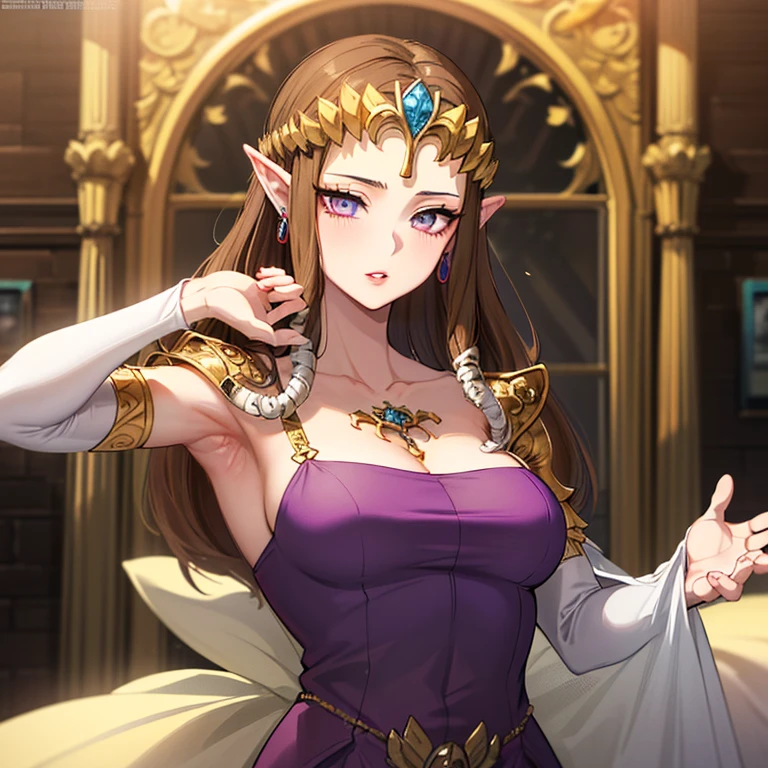 ((Very detailed and beautiful face)),(Armpit)),((Oblique angle)),((((Exposed breasts)))),()),((Exposed shoulders)),(((()))),(()),,((alone))Anime art style,masterpiece,(Highest quality), (Very detailedな),(とても繊細でbeautiful),(alone),(Detailed face ),((())),(((((Mature Woman,Queen))))),((とてもbeautiful肖像画)),((crinoline)),,((Straight Long Hair),(()),((Open your mouth)),(((Purple blouse))),((((dissatisfaction)))),((Dark brown hair)),blush,Princess Zelda, ((Highest quality)), (Very detailed), ,(((constrained))),beauty,beautiful,Princess Zelda, Ticker,)),
(())Nintendo, The Legend of Zelda