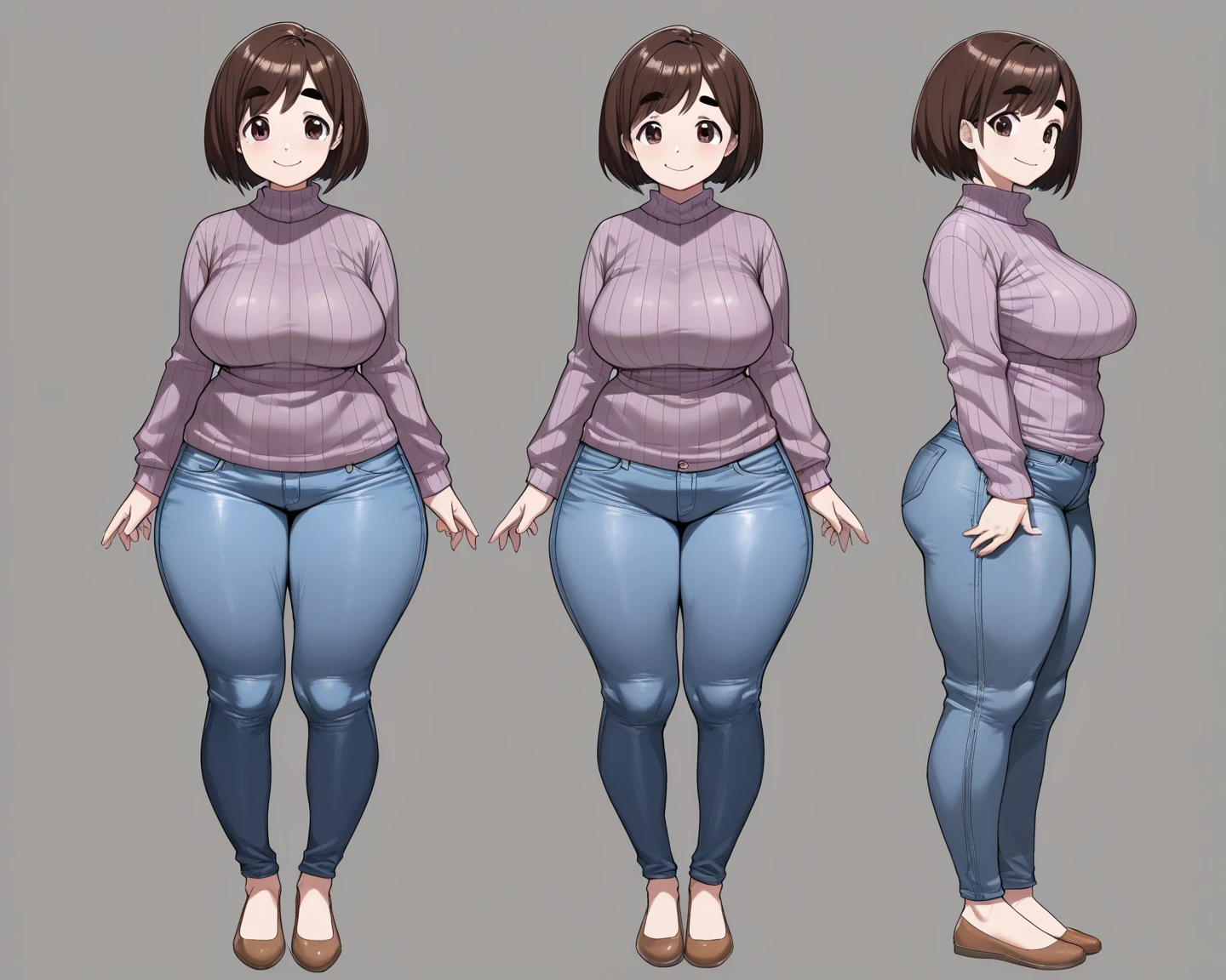 Long legs, thick thighs, very tight small shorts, full body view, various angles