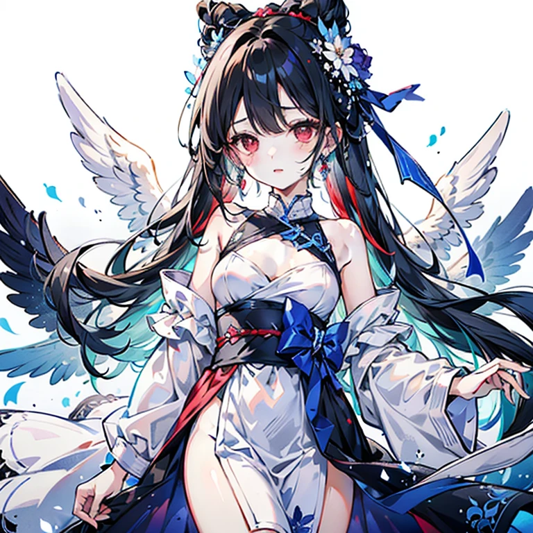 Genshin impact character, ganyu, spreading vagina, lots of cum on the hair, wearing navy blue skirt, visible breast, on a bed