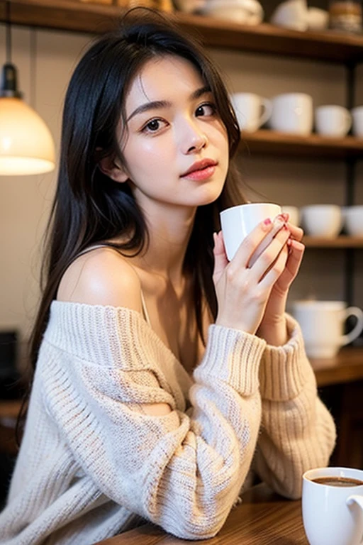 One girl,sweater,White Background,