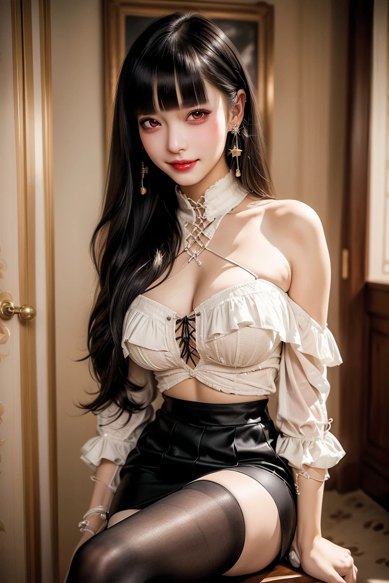 (skirt rift:1.8)、(​masterpiece、top-quality、hyper pretty face、write、zettai ryouiki、thighs thighs thighs thighs、see the beholder:1.4)、Super beautiful girl、gardeniass、8K、EF 50mm、Official art、Raw photo、absurderes、frombelow、(black thigh、maid、Maid headdress、Half-sleeved、frilld、a choker、maid apronl、Puffy sleeves、Wrist cuffs、grab skirt、self lift:1.3)、(sad、angry:0.5)、 slender、Small waist、Thin arms、large full breasts、Bedroom、face lights、Soft lighting、Warm colors、film grains、chromatic abberation、foco nítido、naturey、Frankness、extremely detailed eye and face、(dark backgrounds、bokeh dof、blured background、White lace panties:1.2)(8K、RAW Photos、top-quality、​masterpiece:1.2)、(realisitic、Photorealsitic:1.37)、１Beautiful Japan High School Girl、perfect bodies、20yr old、Medium Boob、(Light shines on the face and chest)、(((((underboob)))))、Lower breast、Oily skin、skinny、 (Sexy uniform with a slight view of the underside of the chest)、(Visible lower milk、Uniform with navel and ribs visible)、Super Ultra Mini Skirt with visible hipbones and lower abdomen 、sensual face、provocative smiling、((looking at the viewers))、Blushing、Classroom with bright lighting、beautiful girl kneeling on the floor, Beautiful students, (Slender body:1.2), Realistic, extremely detailed CG unified 8k wallpaper, ighly detailed, High-definition raw color photos, professional photograpy, Realistic portrait, Cinematic Light, Beautiful detailed, (Beautiful breasts:), (cleavage of the breast:1.2), (Uniform with wide open chest:1.5), (Mini skirt:1.3), (White lace panties:1.5), (Squatting:1.1), Indoors, (Best Quality:1.4), Super Detail, High quality,((livingroom))