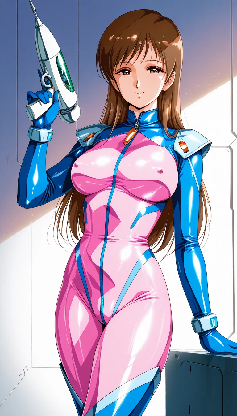 ((masterpiece)), ((high quality)), ((super detailed)), ((high resolution)), ((8k)), a beautiful woman, ((She is one of the most famous actress in Japan.)), unparalleled beauty, ((large breast:1.6)), ((large ass)), ((deep cleavage:1.2)), slim waist, chest out, ultra detailed face, perfect skin, (((waist length hair, long light brown straight hair, hime cut))), light blue eyes, ultra detailed eyes, whole body image, sexy, an inviting smile, sensual, (((anime))), ((glamorous)), sexual attraction ,23 years old, ((incredibly beautiful woman)), ((The H cup bust)), ((neat and clean.)) , (((Power Ranger))), heroine,  (((high leg leotard style power suit, white line on pink colored power suit))), ((combat medic)),  ((beautiful breasts)), beautiful legs, 8 life size, the most beautiful and strongest, ((charm)), ((Russian  beauty)), ((((gravure pose)))),