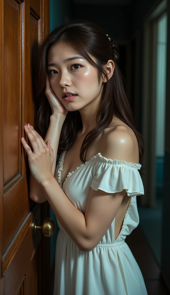 Byrne virus, (masterpiece, best quality:1.2), 1 Girl, Solitary, Deep in Wonderland,Moonlight falls like water,Foggy Room,The heroine's figure is vaguely visible,Like a fairy in a painting,Slender sexy legs,Very beautiful legs,Leaking sexy legs,Large Breasts,美丽而又带着一丝mystery的色彩。Her face is beautiful and delicate,Like a finely carved jade,Showing extraordinary beauty。The eyebrows are so pretty,The waves in my eyes are like twinkling stars,Show the light of perseverance and wisdom。The bridge of the nose is straight,Cherry lip color,The slightly upturned corners of the mouth reveal confidence and calmness。Her face is chiseled,Skin like jade,Reveal healthy glow,Just like fairies, She never eats worldly fireworks。Her makeup is light and delicate,No excessive embellishment,But it is enough to show her temperament and charm。Light foundation highlights the translucence of the skin,A light eyebrow pencil outlines her perfect eyebrow shape,Eye makeup is eye shadow and eyeliner,Make her eyes brighter、Energetic。嘴唇涂上grace的口红,Add a touch of charm and sophistication。她的衣服grace别致,Clothes fluttering,As if the wind will blow it up at any time,Drifting away。既不失grace,She also showed her extraordinary ball skills。A wide belt tied around the waist,There is a crystal clear jade pendant hanging on it.,Swaying with her movements。Her hair was tied back casually.,Secure with a jade hairpin,A few strands of hair fluttering gently in the wind,Add a touch of softness。Her figure looms in the fairyland,宛如一道Large Breasts美丽的风景线,Attracted everyone's concern。She seems like a fairy in wonderland,Large Breasts美丽、grace、mystery、Full of power。