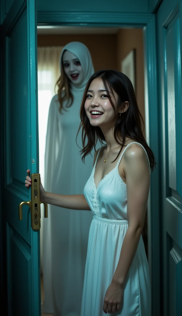 ((horror art)), dread, (mirror before the girl), (1ghost in the mirror), (tear) , looking at viewer, (laugh wildly:1.4) , ((blood)) , (red eyes), ((terrifying ghost)) , figure of a Japanese young girl is reflected in the mirror , Best quality, masterpiece, ultra high res, (photorealistic:1.4), <lora:takma2:1.2>, ((yamamura sadako)), dark atmosphere
<lora:RMSDXL_Creative:2> <lora:RMSDXL_Darkness_Cinema:2>