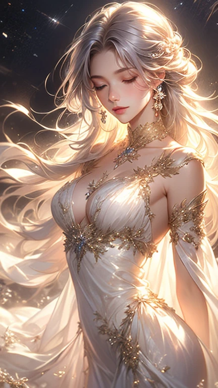 ((highest quality)), ((masterpiece)), (be familiar with:1.4), 3D, beautiful女性の姿,HDR(high dynamic range),ray tracing,NVIDIA RTX,super resolution,unreal 5,scattered below the surface、PBR texture、post-processed、anisotropic filtering、written boundary depth、maximum clarity and sharpness、multilayer texture、Albedo and specular maps、surface coloring、Accurate simulation of light-matter interactions、perfectly proportioned、octane rendering、two color light、Large Diameter、Low ISO、White balance、Rule of thirds、8,000 students、 ((A composition of a princess wearing a beautiful, delicate, Luxurious nightdress with jewels all over the body、A pretty woman wearing a princess-like yellow nightdress with a large slit, studded with beautiful, delicate and gorgeous jewels.))、(very cute beautiful erotic beautiful girl)、 (Very cute Japan woman、very beautiful Japanese woman、famous idol、Japanese woman with a very beautiful face、Japanese woman with a very cute face)、Perfectly proportioned body like a gravure idol、((Dazzling super beautiful super long blonde サイドテール))、wavy hair、big breasts、have bangs、E cup、beautiful 22 years old、cute smile、shy smile、full body photo、 (big, beautiful, shining blue eyes、Wet)、((Front view of underwear/panties))、((Composition with crotch wide open、Composition with one leg raised high and underwear panties visible from the front))。((Composition of facial expressions and gestures that seduce men))