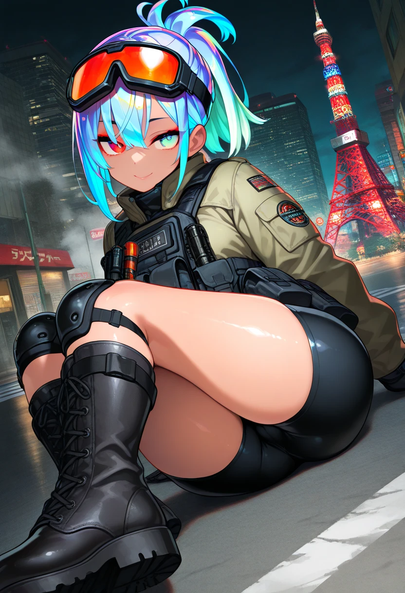 anatomically correct, best quality, masterpiece, high quality, high details, highres, HD, blue hair, ponytail, brown eyes, breasts, epic art, fantasy, breasts, solo, (shaded face:1.2), hollow eyes, (x-shaped eyes, symbol shaped eyes, cross eyes), looking at viewer, embarrassed, lips, makeup, brown eyes, blush face, steaming face, clenched teeth, huge breasts, sagging breasts, sweating, "Photorealistic, Hyperrealistic, Hyperdetailed, analog style, soft lighting, subsurface scattering, realistic, heavy shadow, masterpiece, best quality, ultra realistic, 8k, golden ratio, Intricate, High Detail, film photography, soft focus, fantasy art, bodysuit, breasts, solo, black_hair, long_hair, fire, medium_breasts, floating_hair, full_body, standing, looking_at_viewer, shiny, covered_navel, skin_tight, firing, bangs, parted_lips, shiny_clothes, lips