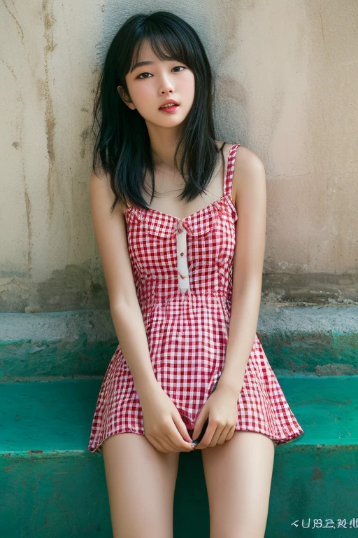 1girl, <lora:afro_hairstyle:0.4>, (afro_hairstyle:1.4, reddish blonde hair), <lora:GoodHands-vanilla:0.2>, <lora:InstantPhotoX3:0.4>,  <lora:ClothingAdjuster:0.1> , Polka dot blouse, high-waisted shorts, and wedges, Standing on one leg with hands on hips, (dynamic pose),  <lora:AI_Utaha:0.4>