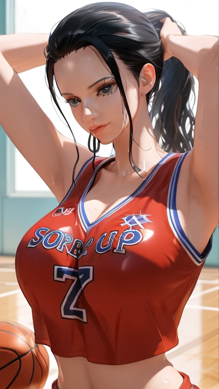 PERFECT MASTERPIECE, EXTREMELY DETAILED CG UNITY 32K UHD QUALITY RESOLUTION WALLPAPER, PHOTOREALISTIC, RAW PHOTO, PERFECT PHOTOGENIC CLARITY, OFFICIAL ART, AWARD-WINNING PORTRAIT, ULTRA HYPER-REALISTIC, ULTRA HYPER-DETAILED, SHINY REALISTIC SKIN, RAY TRACING, UNREAL ENGINE 5.8K, GLOWING AMBIENT LIGHT, The most beautiful and sexy girl, very long neon purple hair in a ponytail, vibrant moonlight eyes, long detailed eyelashes, blushing, full pouting pink lips, curvy body type, full hips, accentuated super huge enormously gigantic , cleavage showing(volleyball team uniform, arching her back in a sexy seductive slutty pose:1.3), looking at the viewer, close up pov camera view, sexy seductive slutty facial expression, volleyball game background