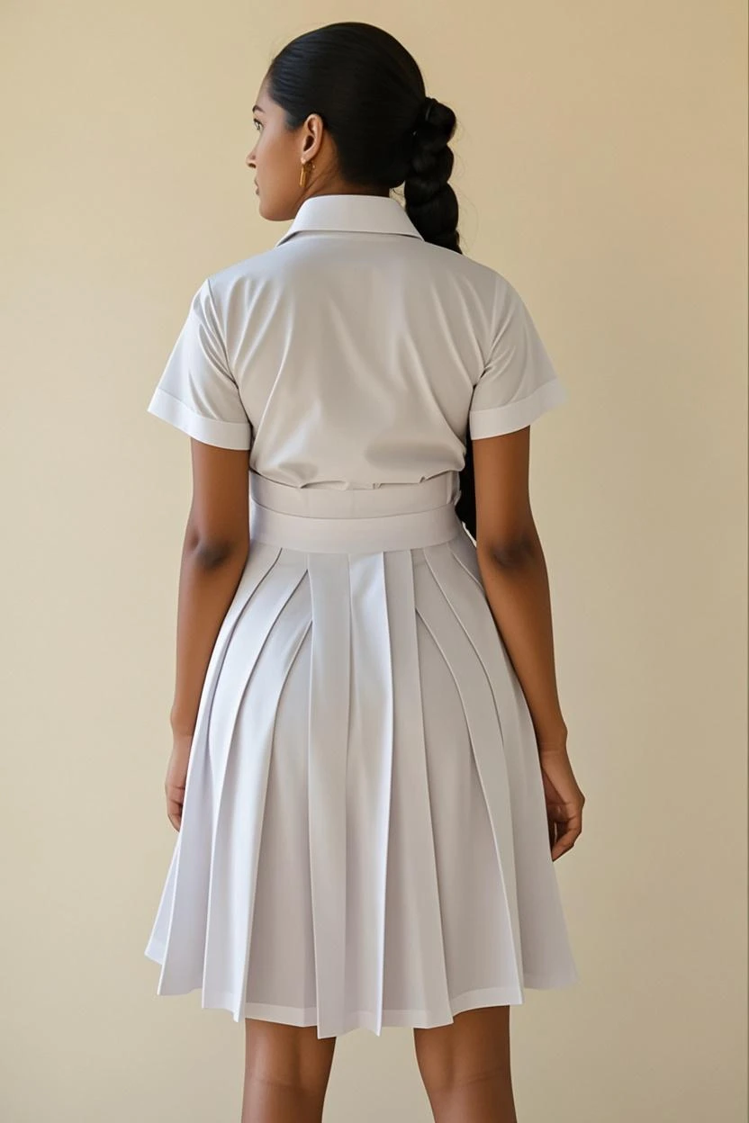 Raw photo , 1 girl ,Wearing white frock and color tie, white shoes ,sri lanka school girl, with plait , professional photographer, (hdr:1.4), masterpiece, ultra-realistic 8k, perfect artwork, intrincate details, cute face, award winning photograph, (Best quality, 8k, 32k, Masterpiece, UHD:1.3) ,