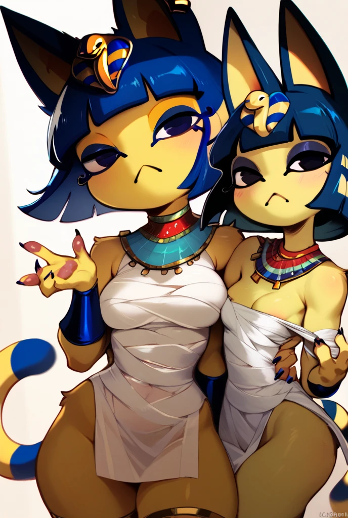  1girl, medium breasts, slim panties, cameltoe, (turn back:1.2), ankha