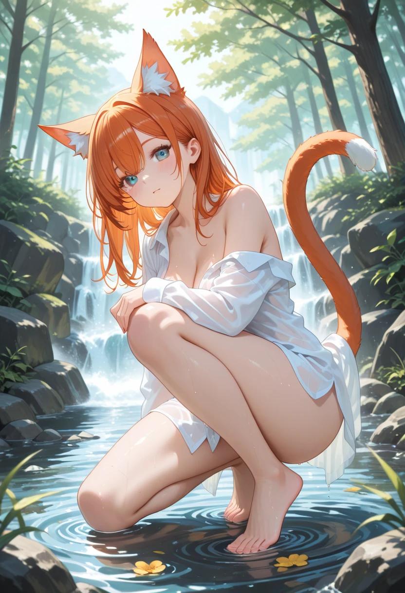 (masterpiece),(Highest quality:1.1),(Very detailed),Best illustrations, (1 Girl:1.3)、(Two women hugging each other)、Trettamail、expensive、((nude、Beautiful breasts、Beautiful areola))、((Yuri、Lesbian、Genital licking、Sex))、((Nice ass, lily, fr○m side, sexual intercourse, sextus))、Open-air bath((Redhead、Ahoge、blue eyes))、Miorine Rembrandt, Small breasts、Asticasia , Expressions of embarrassment、alone, Long Hair, Grey Eyes, Gray Hair, Ahoge, bangs, Hair between the eyes