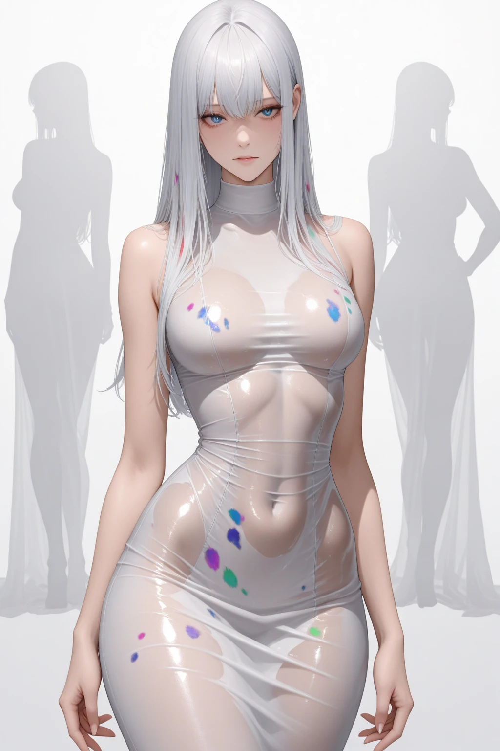 (Anatomically normal:1.8)、16K、Highest quality、最high quality、Highest Resolution、最高masterpiece、Precision portrait photography、Very delicate、Very realistic、(Very high exposure:1.8)、(9Life-size small face:1.8)、(Nipples:2)、Super long, shiny, super straight silver hair that reaches down to her waist、(Straight, overly long bangs:1.8)、(Her long, silvery hair fell straight down to her waist, undisturbed by the wind.:2)、A full-body photo showing the top of your head and the bare toes of your beautiful feet、Professional top-class gravure idol、(She is a very attractive woman with a beautiful hourglass figure and a beautiful figure.:1.8)、(Thin and slender build:1.8)、(Too thin waist:1.8)、(Too big blue eyes:1.8)、Exposed, bare, beautiful legs that are too long and too thin、(The beauty of her naked legs, so thin:1.8)、(Professional top-class gravure idolらしい胸を強調したセクシーな直立して綺麗で細い足を揃えているポーズ:1.8)、(A full-body photo showing the top of your head and the bare toes of your beautiful feet:1.8)、Bare deep collarbone、Naked smooth shoulders、(Deep cleavage:1.8)、(Young, firm, large, beautiful breasts:1.8)、(Very large breasts:1.8)、(Nipples:2)、(Too big blue eyes:1.8)、(Very neatly trimmed, thin and beautiful eyebrows:1.8)、ブランド物のhigh qualityな露出度の非常に高い超コンパクトなスミレ色のストラップレスブラジャー、(A strapless bra that's so compact it's practically non-existent:2)、(Ultra compact, ultra micro, virtually non-existent strapless bra:2)、(ブラジャーの下に隠れているピンク色の乳輪と勃起して立っている目立つNipples:2)、ブランド物のhigh qualityなViolet string panties、(Violet string panties:2)、(Youthful, firm, beautifully shaped large breasts:1.8)、(Nipples:2)、A posture of cooperation with a proudly protruding chest、(Desire to show more naked skin:1.8)、(logo、masterpiece、16K、high quality、Very detailed、Narrative poem、Particle Effects、Dynamic Effects、Written boundary depth、Cinematic Light、Lens flare、Ray Tracing))、Fantasy、(Beautiful blue eyes that are too big:1.8)、Super long, shiny, super straight silver hair that reaches down to her waist、(Her long, silvery hair fell straight down to her waist, undisturbed by the wind.:2)、(Her characteristic silver hair is straight and falling down, not blown around by the wind or anything else.:2)、(Long, silvery, straight, untouched hair in a calm, windless environment:2)、(Nipples:2)、A beautiful and small face created by a professional makeup artist to perfection、(A beautiful woman with a small face that is so beautiful you can't help but stare.:1.8)、(A refreshing and bright smile:1.8)、A beautiful and gorgeous woman with a beautiful appearance、(Amazingly beautiful appearance:1.8)、(All you need is a compact strapless bra and a mini skirt2Only one suit is on:1.8)、(A strapless bra that's so compact it's practically non-existent:2)、(Ultra compact, ultra micro, virtually non-existent strapless bra:2)、(Violet string panties:2)、(Nipples:2)、Beautiful, natural skin tone that's not too white、Branded stylish design dark purple bare toes、jewelry、A too beautiful angel who descended to earth、Silver Earrings、Hip Up、(She is a beautiful woman who is acknowledged by everyone, and she wears revealing clothes and has a beautiful small face.:1.8)、(The chest-pushing posture emphasizes the beautiful shape of large breasts.:1.8)、(Desire to show more naked skin:1.8)、A full-body photo showing the top of the head and the bare toes of long, slender, beautiful legs、Professional top-class gravure idolらしい胸を強調したセクシーなポーズ、(A full-body photograph of you standing, from head to toes:1.8)、(Her beautiful legs are neatly aligned:1.8)、(Her legs are too long, too thin, too beautiful, and perfectly aligned.:2)、(The straight and beautiful legs are just too beautiful:2)、(She looks at the viewer with her sexy eyes and desire, as if she is genuinely in love with him.:1.8)、(A bra that's so compact and so micro that it's practically nonexistent:2)、(Nipples:2)、(ブラジャーの下に隠れているピンク色の乳輪と勃起して立っている目立つピンク色のNipples:2)、(One beautiful woman:2)、(Nipples:2)、(Absolutely one woman:2)