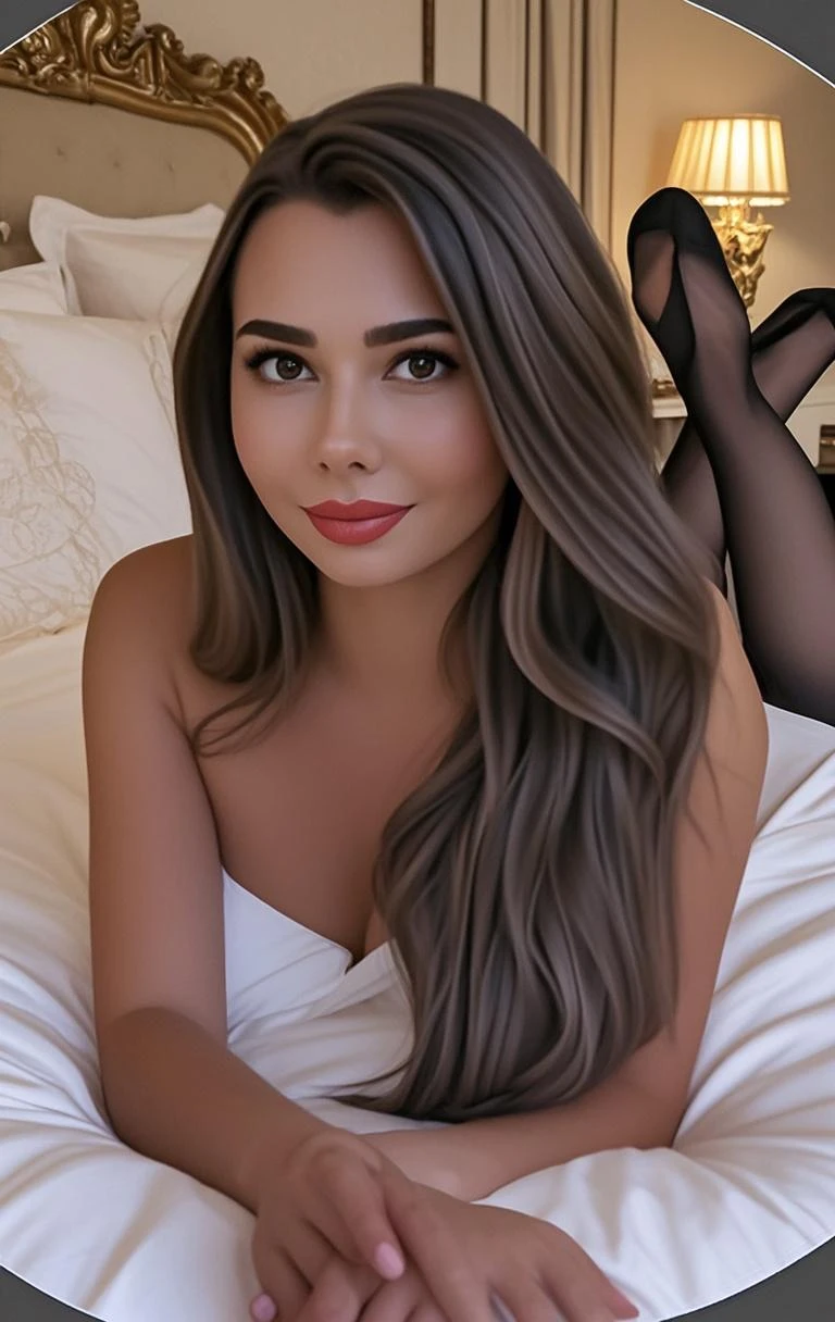 (8k, photo and gross, Best Quality, Masterpiece:1.2), (realist, photo-realist:1.37), ultra detailed,,beautiful, Alone,beautiful ,(SMILE:1.1),(Closed mouth),big breasts, seductive SMILE, great separation, Professional lighting, Sony A7R4, Zessie 50mm F1.8,,Cross the arms , in bed, Blowjobpose, professional pornographic pose, hyper detailed skin, perfect body proportion, intricate details