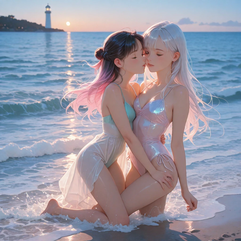 Anime couple sitting on the ground with stars in the background, inspired by Rumiko Takahashi, beautiful gemini twins, by Rumiko Takahashi, sirius a and sirius b, some cosmic angels, beautiful gemini good and evil, omori, official fan art, Star, in the art style of 8 0 s anime, Gemini, In a Japanese anime style