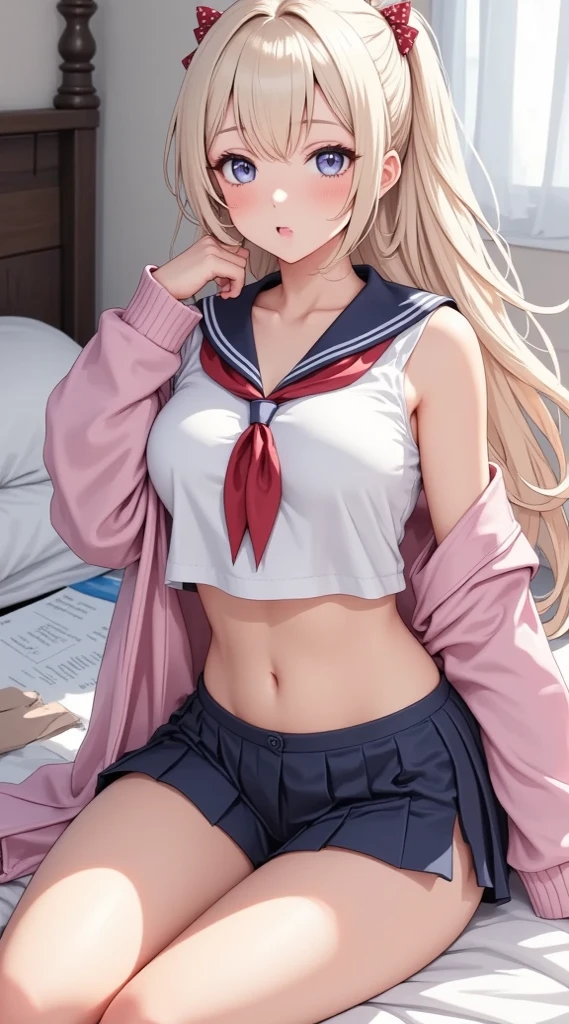 (masterpiece:1.2, top-quality), beautiful illustration, NSFW, looking at viewer:1.1, cowboy shot, 1 girl, japanese, high school girl, perfect face, cute and symmetrical face, shiny skin, (long hair:1.8, straight hair:1.7, shiina mahiru), asymmetrical bangs, (large breasts:1.1, thick thigh, beautiful hair, beautiful face, beautiful eyes, closed eyes, open mouth, beautiful clavicle, beautiful body, beautiful chest, beautiful thigh, beautiful legs, beautiful fingers, ((school uniform, pleaded skirt, white panties, white thighhighs, visible panties, skirt lift)), pink panties, beautiful scenery), (((vibrator in thighhighs:1.2, thighvibe:1.3, pee))), (choker, flower hair ornament), ((toilet, looking at viewer, moaning, ahegao, wet floor, acting cute, moaning expression)), (hand covering mouth, seducing, blush, ((female , juice)))