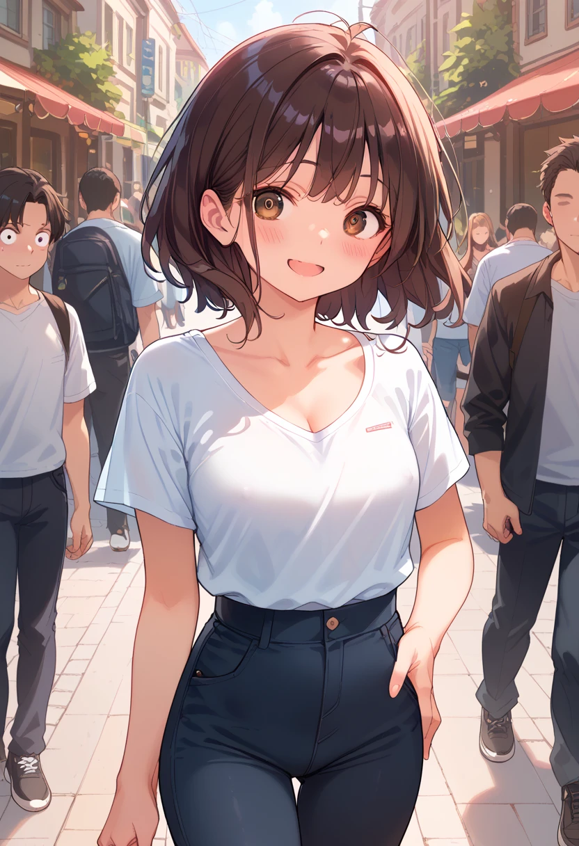 ,(highest quality:1.2),(perfect beautiful face:1.2),(perfect and beautiful posture:1.2),(cowboy shot,a boy:1.5),(short cut hair,flat chest:1.4), ((confused,embarrassed:1.3)), shyness:1.1, (Sweaty, sunburned skin:1.3), ((random color blouse,random color skirt)), close-up of armpit, mouth open a little,outside,(night city,in the macho's crowds:1.27,hands on back)