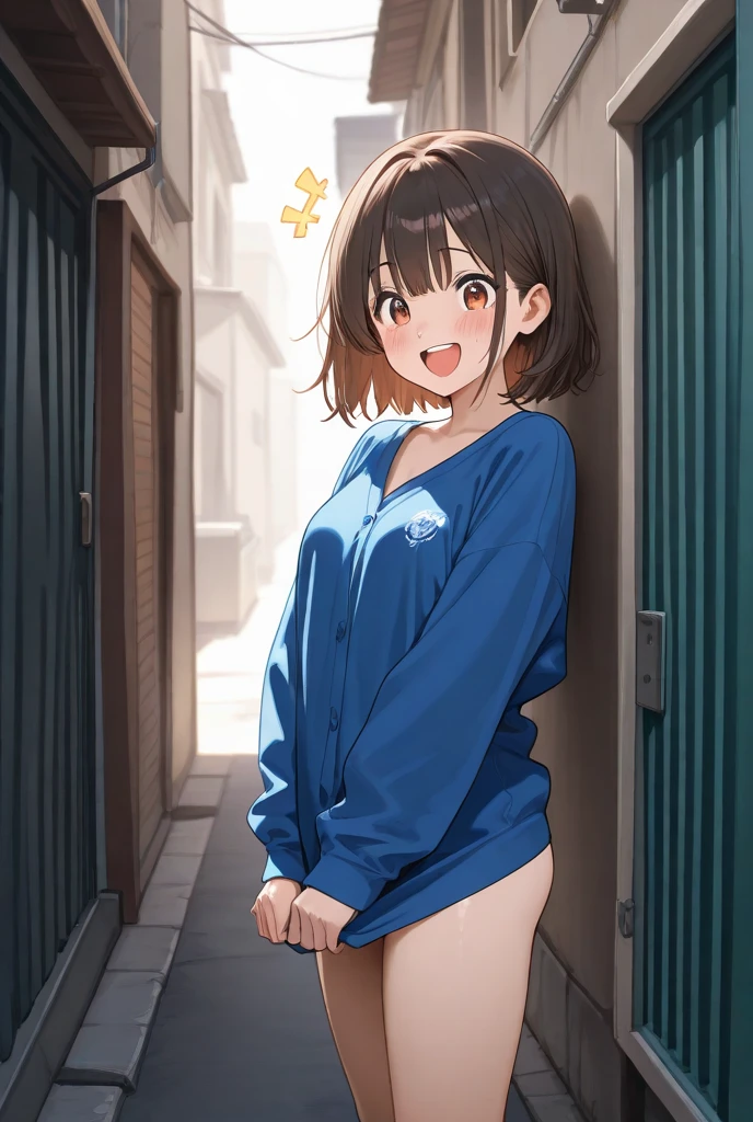 UHD, retina, ccurate, anatomically correct, super detail, high details, high quality, best quality, HD, 4K, {{mkm1, short hair}}, brown eyes , blue shirt, , pleated skirt, long sleeves, collarbone, serafuku, medium breasts,( medium breasts ,naked ,topless ,pussy ),vagina ,nipple ,go commando, braless,Photographed from the opposite building,She is standing by the window,Photograph taken through the window, looking afar,{{{Peeking,Voyeurism}}}