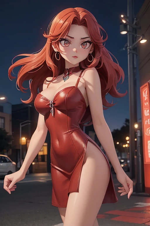 a human woman in a red dress raichostyle <lora:Raicho_Style_v1-000100:0.8>