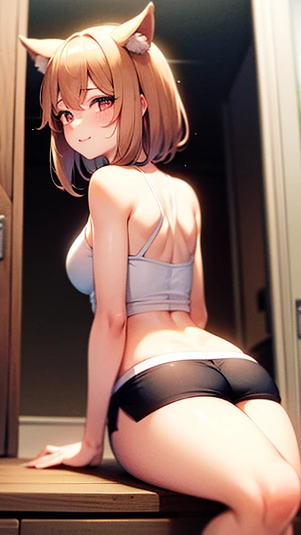 A beautiful girl opening a door with a sleepy expression, anime girl, (20 year old girl:1.3), housewife, inside the room, inside the house, yellow sleeveless camisole, beige lace panties, big round breasts, dark brown hair, long hair, wavy hair, messy hair, bangs aqua eyes, glowing eyes, pupils sparkling, blush, glossy lips, yawn, detailed face, slim waist, shapely legs, beautiful thighs, perfect body, anime CG style, high definition, natural light, high detail, anime, dithering, image fill, perspective, Wide-Angle, f/1.8, 85mm, Sony FE GM, 8k, 8k wallpaper, super detail, highly detailed CG, UHD, retina, masterpiece, accurate, anatomically correct, textured skin, highres, best quality:1.3, 16k