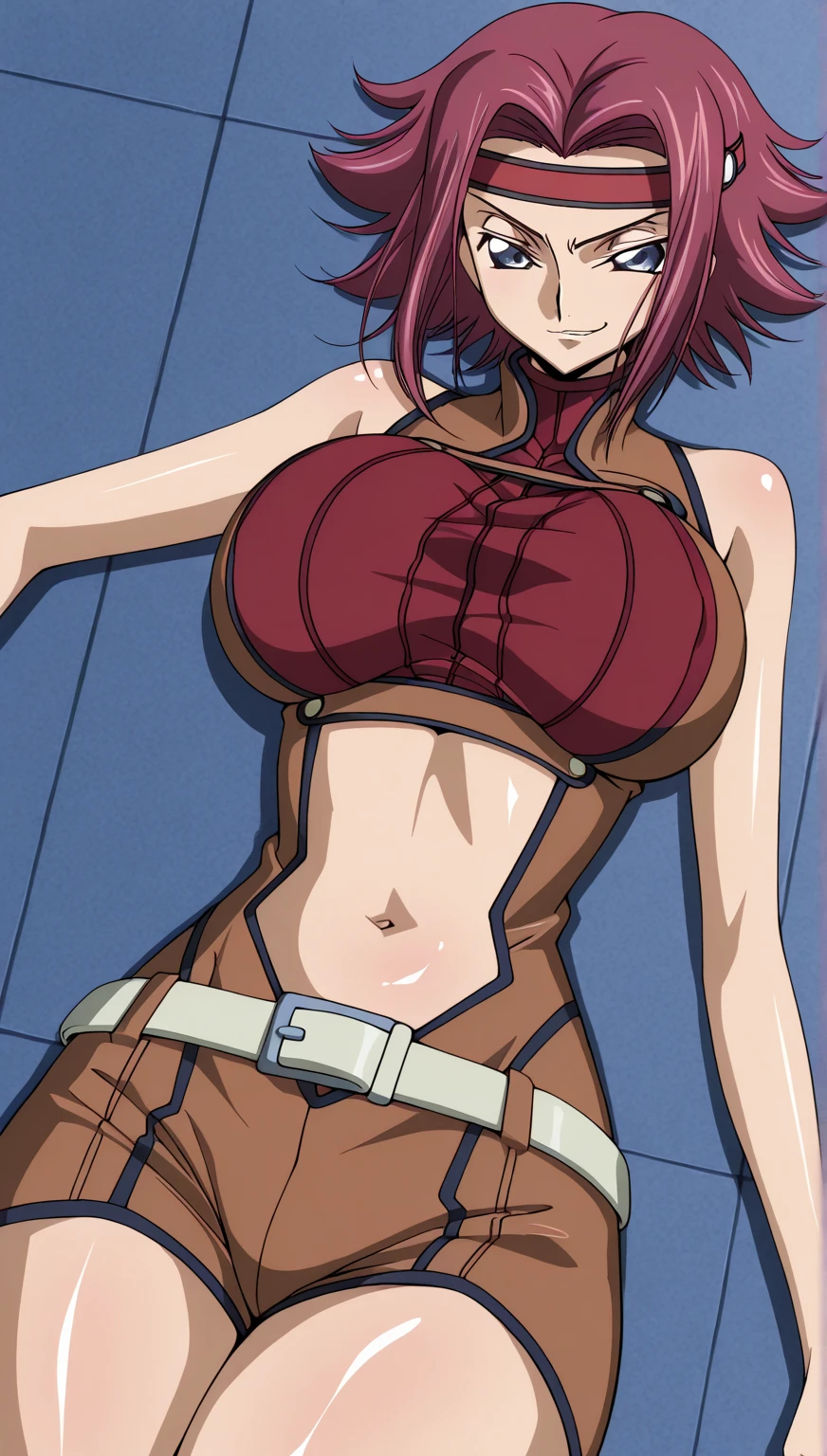 (((masterpiece,best quality,high detail))),solo,
looking at viewer,smile,open mouth,
nenatrinity,1girl,
long hair,two side up,red hair,earrings,freckles,yellow eyes,hand up,((naked, midium breasts, pussy, nipples)), anime screen cap,