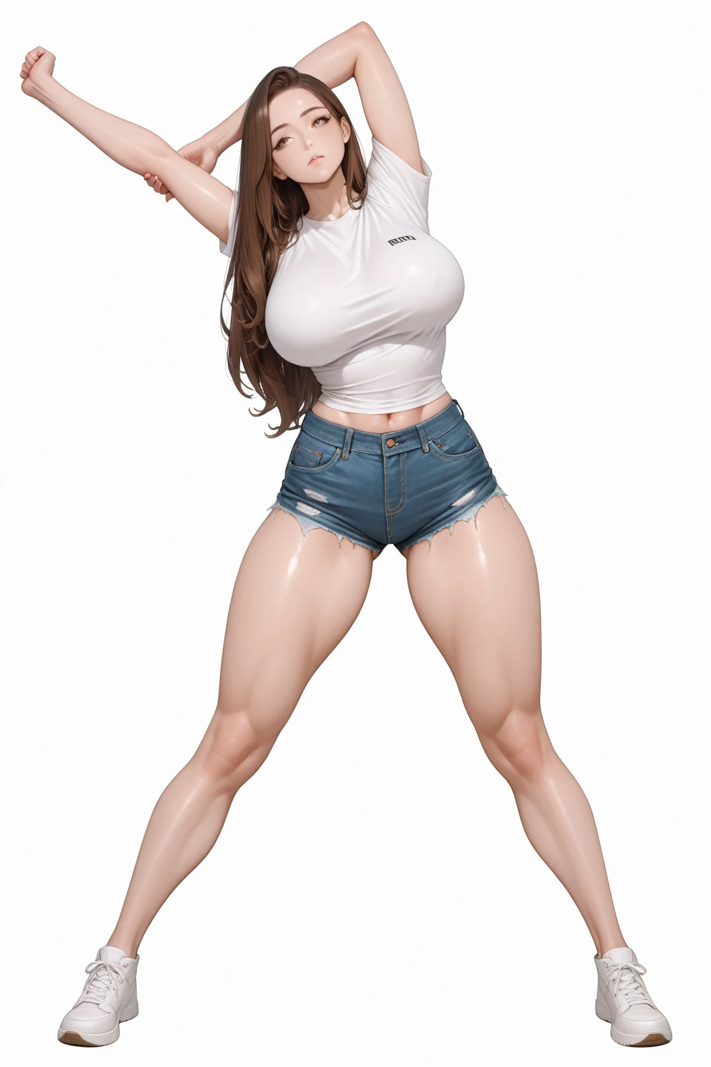 attractive korean woman, ripped muscle, muscular body, small breast, pale skin, smile(blush), nude, thin necklace, sixpack abs, [ultra detailed skin:1.2], brown hair, wavy hair, 8k uhd, pussy, full body, stand, crowd, public, night, street,