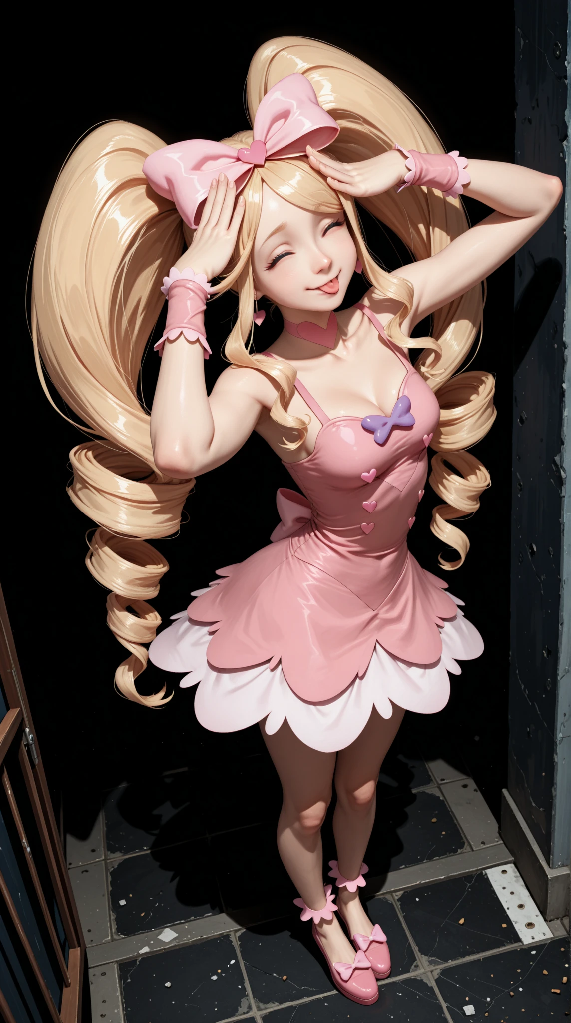 Mioda Ibuki /(Danganronpa/), bank ultra-detailed, masterpiece, illustration, 8k, masterpiece, realistic shadows, wind, gradient, volumetric lighting, cute, ambient lighting, colorful, glowing particles, beautiful detailed eyes 1girl, solo, (original outfit), dungeon background, blue and pink mage outfit, cloak, magic, fantasy