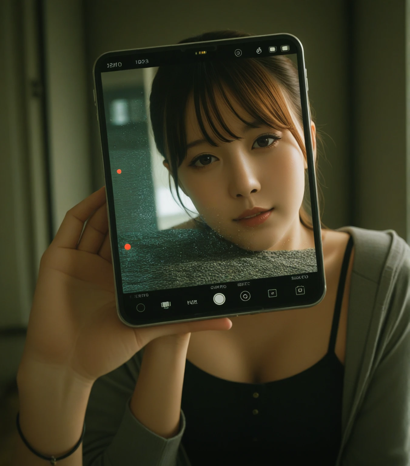 Video Editing、With an iPad、Pretty girl 5 years old、Physiologically correct body、Blur the background