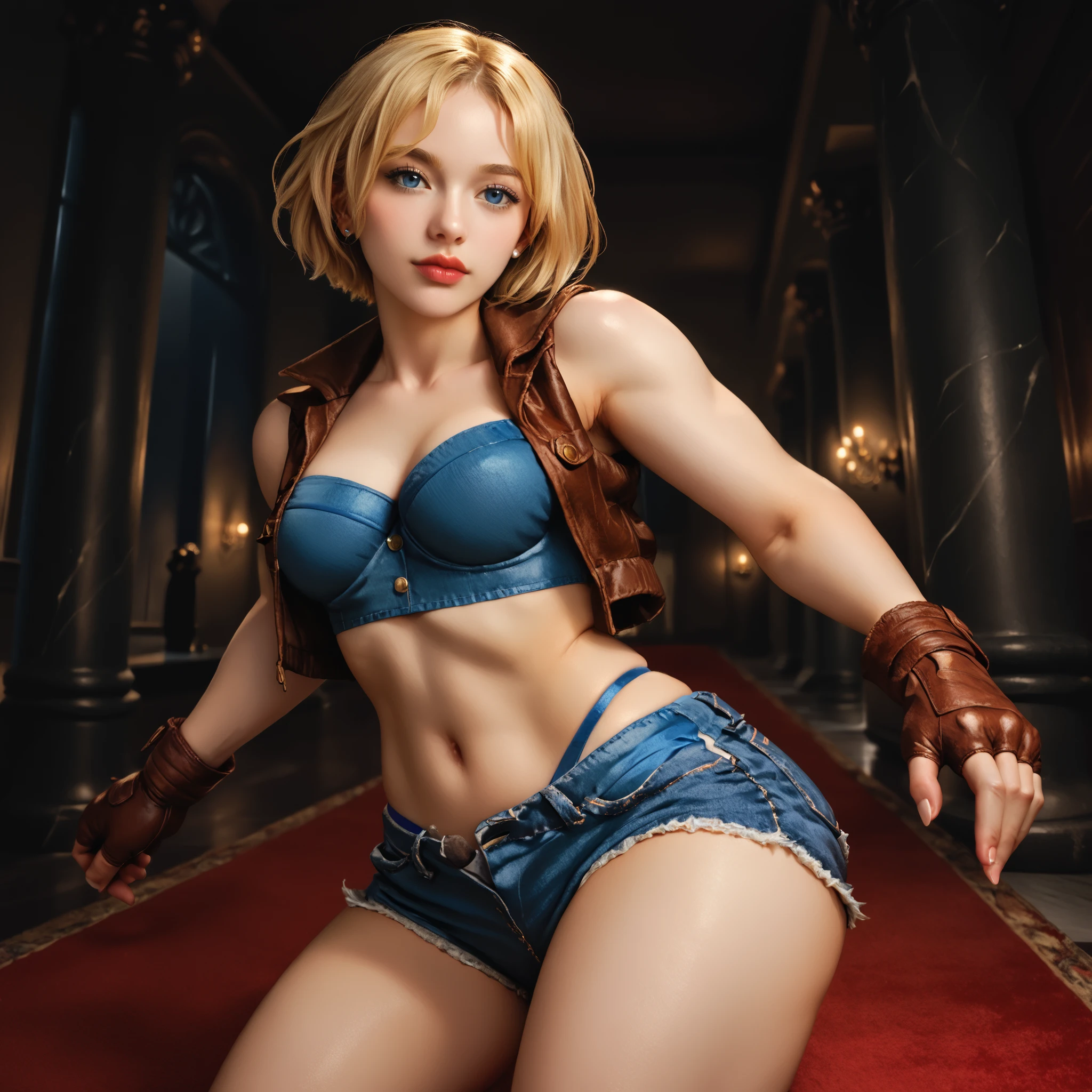 masterpiece, Highest品質, Very detailed, Absurd, Beautiful portrait of Android18DB, alone,nude,naked, blonde,penis,Earrings, jewelry, smile, belt, Highest, null, Day, skirt, bed, gloves, necklace, Spread your legs,pubic hair,Sex