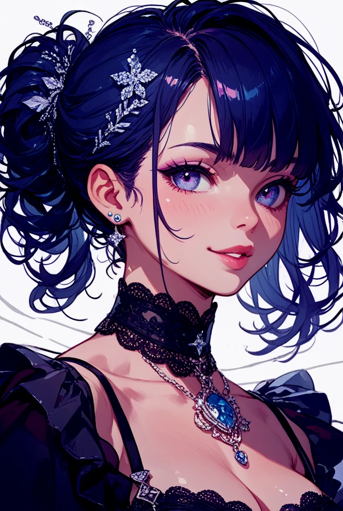 ((masterpiece)), (Highest quality))),Very detailed, Seductive erotic woman sweating, (Very delicate and beautiful face), (Beautiful eyes in every detail),Breasts covered in rose petals, (Big Breasts, pink/Blue Hair), Focus on the face, Focus on the face, Complex eyes,Elaborate decoration,