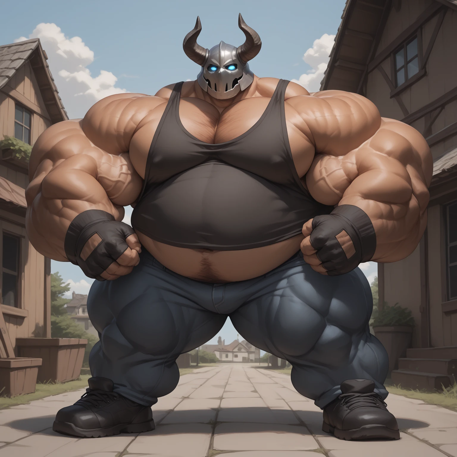 Epic Citizen Zootopia style, My Heroe Academia Character, Dungeons and Dragons style, A poor villager, Real life, Anime serie, Anime character, Obese muscle Obese Sumo wrestler Werebeast ???, full body pic (obese, strong legs and arms) Sumo wrestler Werebeast ???. Obese muscle fat ??? (bulky, wide, broad shoulders), Citizen obese Werebeast ???, Orc, male, Strong build, green hairy skin, chest hair, black beard, long sharp teeth, large thick lower canine teeth, thick pointed ears, (glowing eyes: 1.2), giant sized, no pants, larger than city, reclining on a battlefield, buckled boots, stepping on building, rampage, impact, his foot is breaking the ground, wearing a rag around waist, looking down, evil smile, thick arms, thick thighs, (large pecs: 1.2), fat pecs, (bara pecs: 1.3), macro, landscape dwarfing, city destruction, building destruction, ruined city, city on fire, city dwarfing, giant bulge in pants, tiny human soldiers