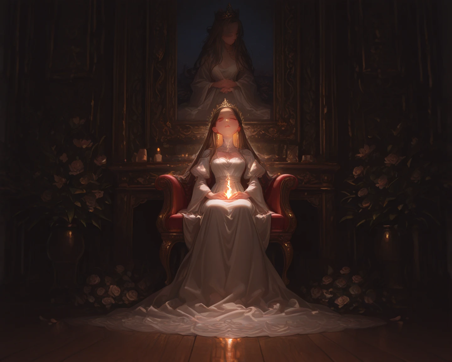 (high resolution, The pixels are perfect., luxurious illustration), (Hyper quality, Masterpiece, ethereal: 1.4), (((Transparent Table:1.4)))，only,(((completely naked ))),session，((put your hand on the cameltoe)),(milk dripping),In the church),((Naked Carmelto))，mature woman，Black areola,female pubic hair，(((Tabad&#39;s breasts seem to overflow))) wet skin (((a milf: 1.4))), (curves:1.35),((((Dark skin)))),wide,curves physique,  thick body,((sexual suggestion))，seductive smile，high heels