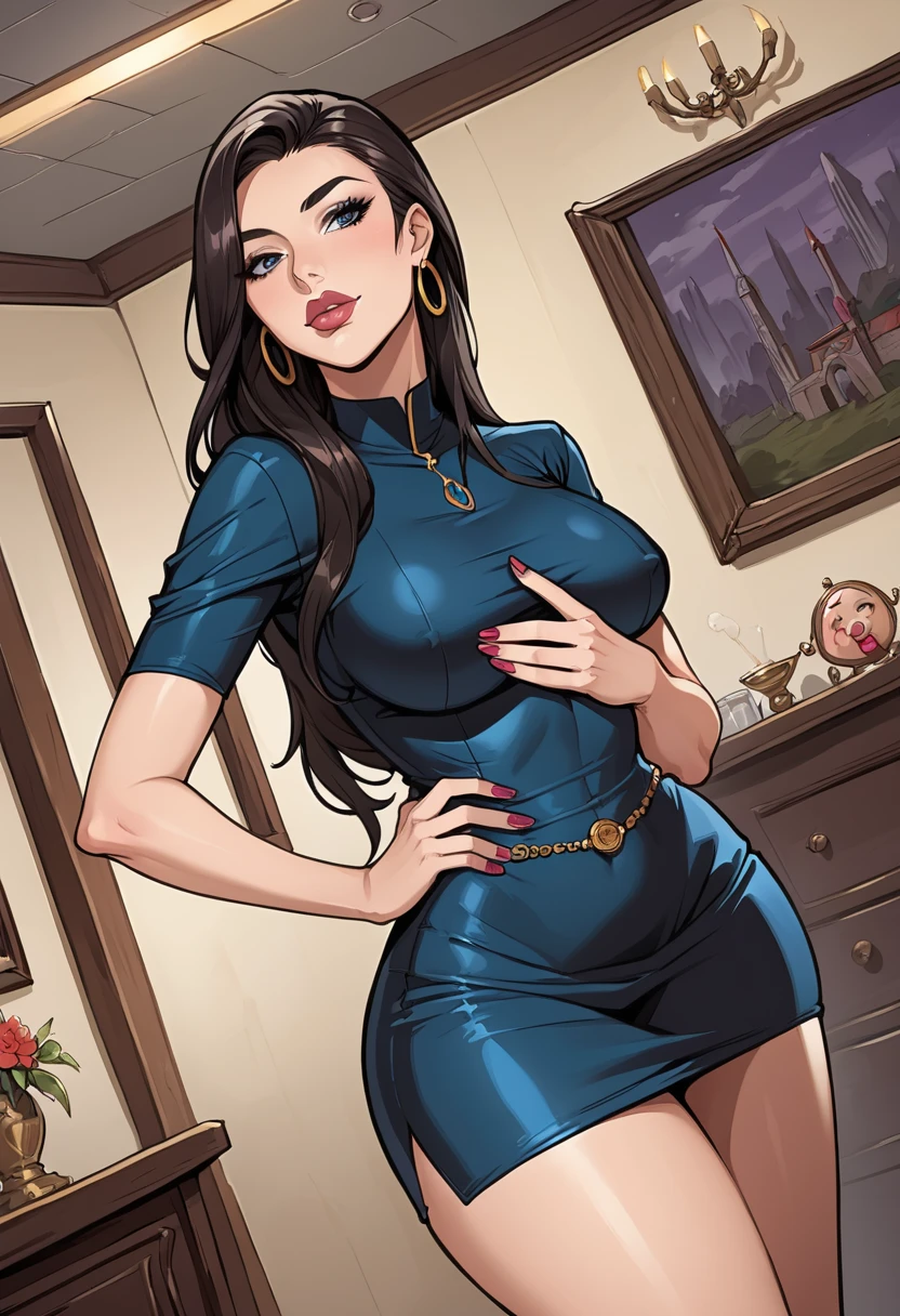 miak, a woman wearing a turtleneck shirt in the office 