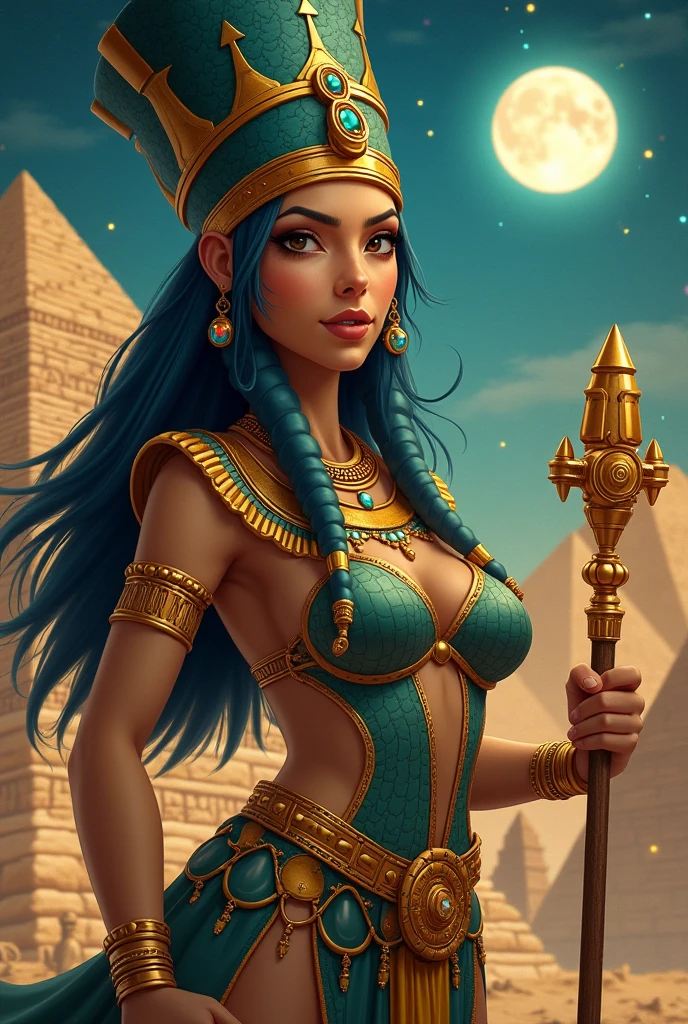 A lovely woman is part tropical bird, she has an amazing sexy figure, lovey detailed face with sharp features, over large eyes, patches of bright feathers. She is working as an alchemist (SFW) Show her entire body, set in an alchemy lab
