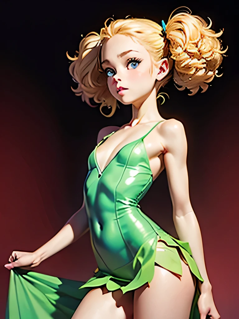 (8k, RAW photo, best quality, mastery:1.3), (realistic, photo-realistic:1.37), (looking viewer:1.331), (green hair), posing, medieval street, nightcityscape, medieval fantasy city, soft light, 1girl, extremely beautiful face , Perfect body proportions, (small face: 1.1), bust, casual hairstyle, smile, big eyes,  mix4, detailed eyes,spear
