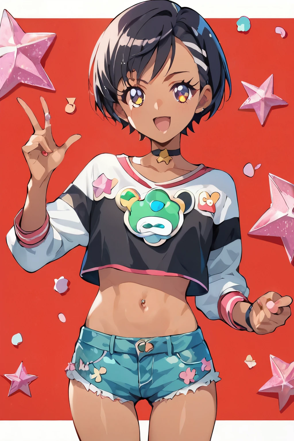 score_9, score_8_ up, score_7_ up, Anime,nsfw,uncensored,On an African background,Young women are decorated with cowrie shells,Animeスタイル,glitter,fisheye lens,Pretty Cure Style,Shaved lower abdomen,squirt,glitter,