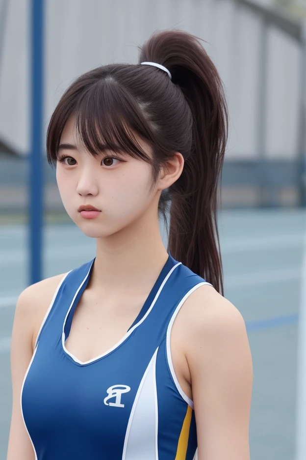 (8K、Highest quality、masterpiece:1.2)、Very detailed、Ultra-high resolution、1 Girl、Beautifully detailed face、(Slim waist) :1.3)、Beautiful and detailed skin、Skin Texture、Floating Hair、((Wet with sweat))、Human whole body、ponytail、tennis Club、((Hitting serve、Full Body Shot))、Serious expression、10th Generation、Wearing a hat