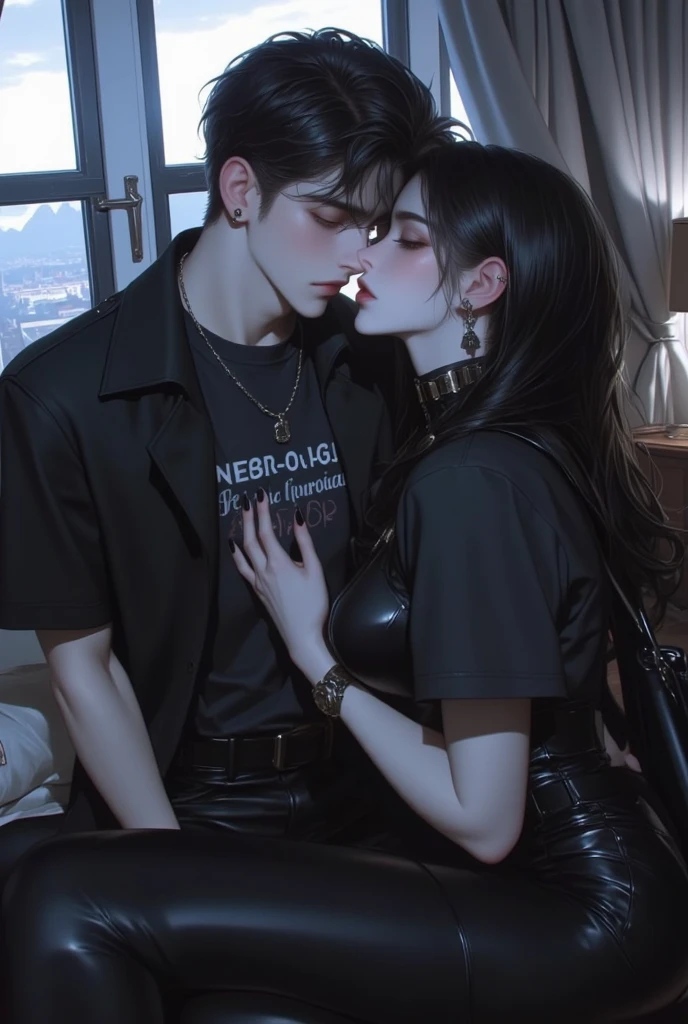 (high quality), (NSFW:1.2), (psychic lit karaoke room:1.3),(one girl is being raped by number of boys on luxurios sofa.:1.5), (a girl is 20 years old:1.3), (her body is very slim and attractive.:1.4), (her costume is feminine as follows. : 1.5), (Dyed fancy hair :1.5), (fleece beret:1.5),(Knit that sticks to the body :1.5), (Miniskirt that clings to the hips and thighs :1.5), (Her legs are beautiful that weared shiny pantyhose. :1.5),(feminine accessories :1.5), (Heavy face makeup and nail art on the nails : 1.5), (Over_knee Suede Long boots high heels : 1.5), (The costume described above do not apply to boys.:1.8), (they are wearing men's wear and sneakers except her : 1.5), (boys sitting on both sides of her they are being touched her body :1.6), (She is caught and sexually harassed by boys : 1.7), (all korean teenagers : 1.6), (She is being blackmailed by them.:1.5), (There is karaoke equipment in the background:1.3), (the mirror_ball lighting is shining in a dark room in karaoke : 1.5), The men lay down the woman and fuck her roughly with their cocks., dick inserted into pussy