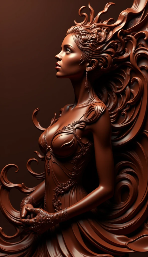 best quality, highly detailed, ertestyle, erotic:1.6, edgChoco, woman wearing a dress made of chocolate, wearing edgChoco <lora:edgChocolatv1:1> <lora:Degen-Syanna:0.48> syanna, short hair, <lora:Ertestyle:0.8> <lora:breastsizeslideroffset:-.1>, <lora:NSFWFilter:0.8>