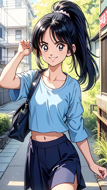 Girls walking down the street、12-year-old girls、Pure girl、Sparkling Eyes、Healthy Skin、Large park、Summer sun、White cloud、Blue sky、(fullbody shot)、Cleavage、Detailed Hair、Tank top and shorts、Small breasts、slender、Looking at viewer、Hair blowing in the wind、Dynamic pose、very loud laugh、My skirt is flying up in the wind、after the rain、My whole body is wet、Wet body、Blushed cheeks、Sweaty face、Lots of sweat、Her belly button is visible, (Insect's Eye)