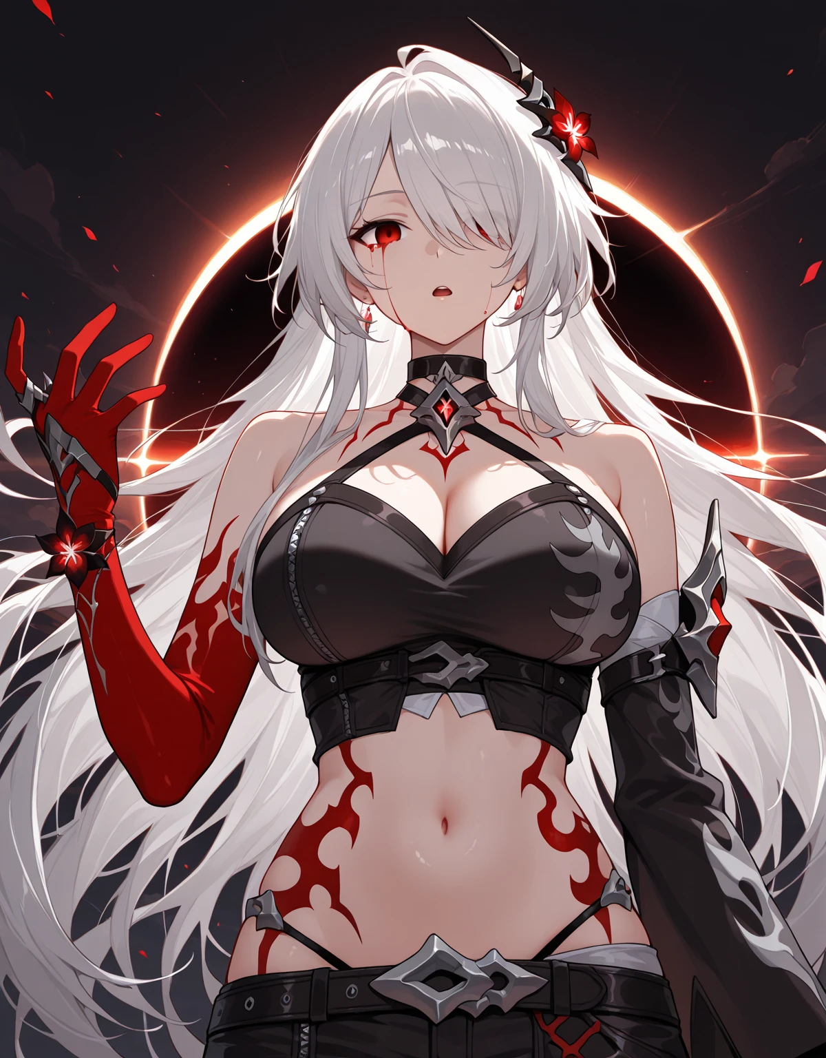Sexy female ultraman、Large Breasts、Silver body with red lines