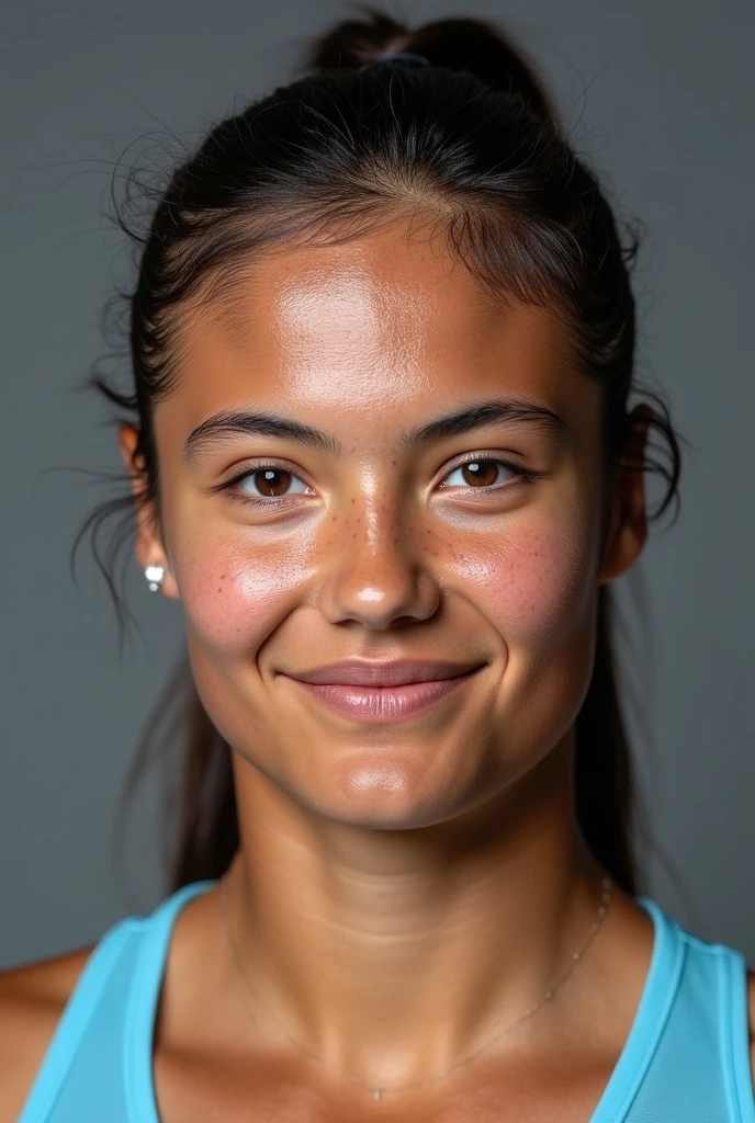 Generate a high-quality, realistic image of a man smiling at a soccer stadium celebration in street clothes. The image must be detailed, with neutral lighting, a generic background, with a smiling facial expression, so that it can be easily adjusted and improved in Photoshop. Also, include natural imperfections on the faces (like pimples, freckles, blemishes), nothing exaggerated so I can edit these details in photoshop. These images will be used for editing in a portfolio, so it is important that they are well defined and have high resolution. HD, 300pix/pol
