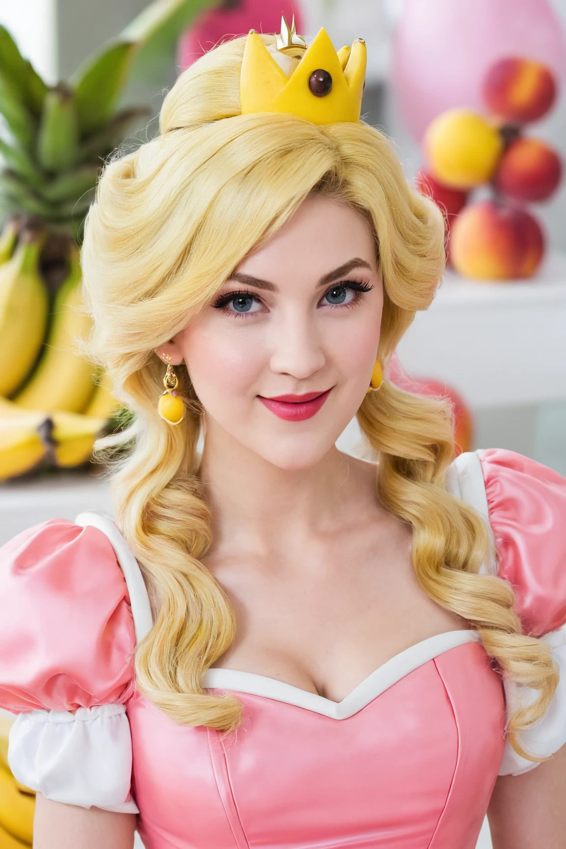 Peaches de Mario Bros sexy, big cleavage smile 