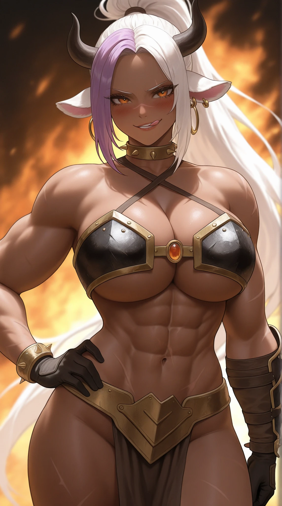 extremely long hair , ponytail, perfect anatomy 1 girl tall solo, slim thick, ((muscular)) high elf toned body, silver breast plate, blue cape, slendered abs, hourglass waist, detailed face, defined cheekbones, puffy lips, gauntlets, gold crown, shadow over eyes, looking at viewer, masterpiece, white thigh highs lingerie, sitting on bed
