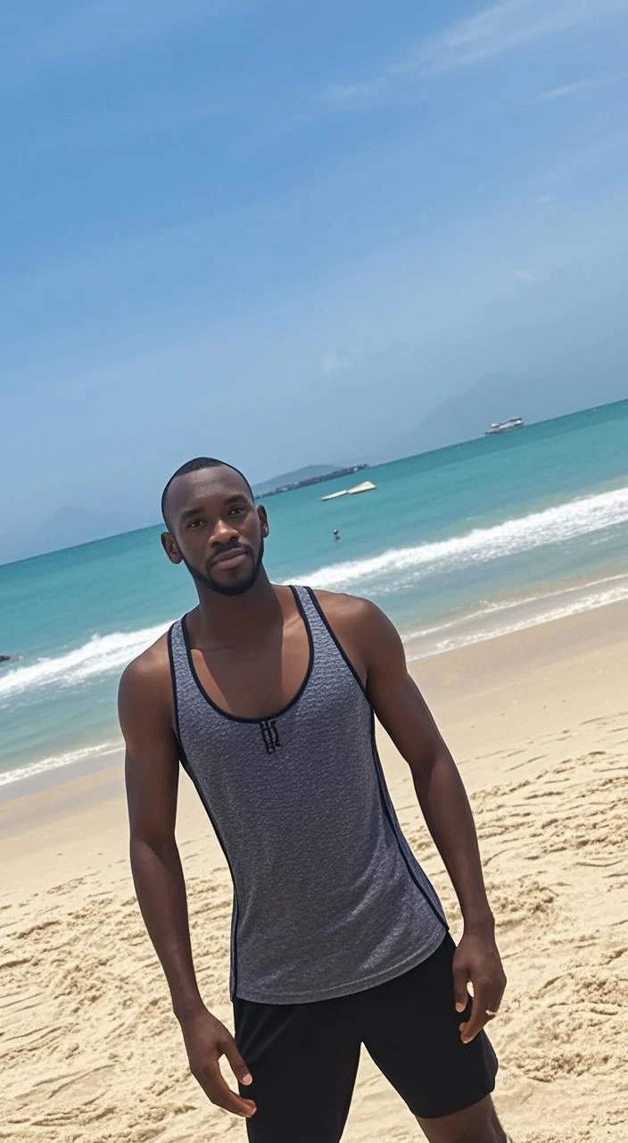Edit this photo for dark skin and hat 