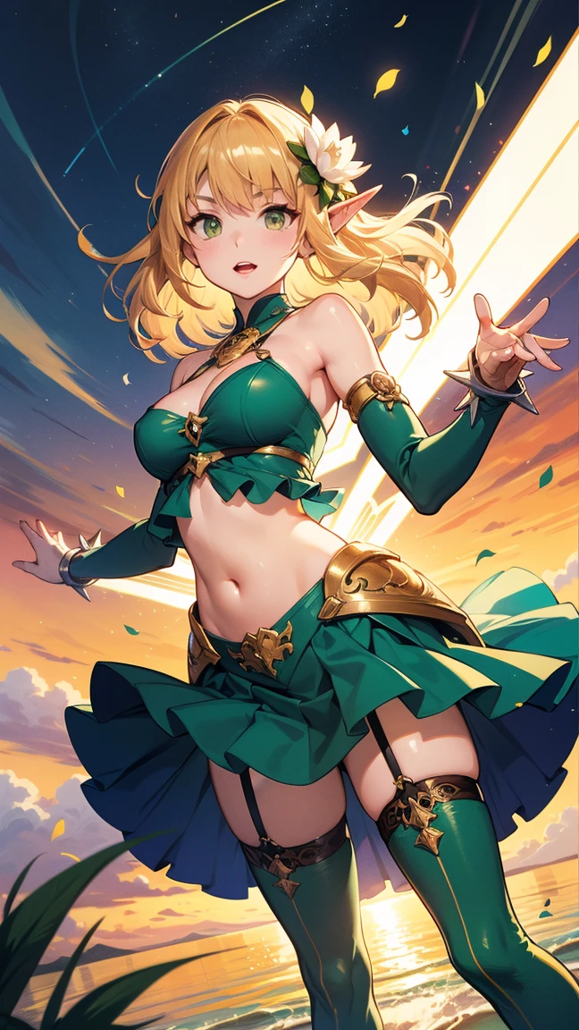masterpiece,best quality, 1girl, 18yo, beautiful girl,BREAK,(Armor:1.8),(Helmet with wings:1.7),(Beautiful blonde,braid,Green Eyes:1.5),BREAK,(Bikini Armor,navel exposed,voluptuous bust,thin waist:1.4),BREAK,(naughty face, naughty:1.3), (blue sky:1.2),(Running on clouds:1.3),(move chart:1.3),