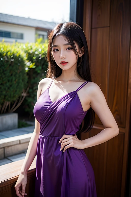 (masterpiece, best quality, extremely detailed 8k, ultra hd, ultra-detailed, highly detailed, highly realistic, ultra-realistic, photo realistic), (1girl:1.5), (detailed realistic skin), (realistic big breasts), slender abs, (closed mouth:1.3)