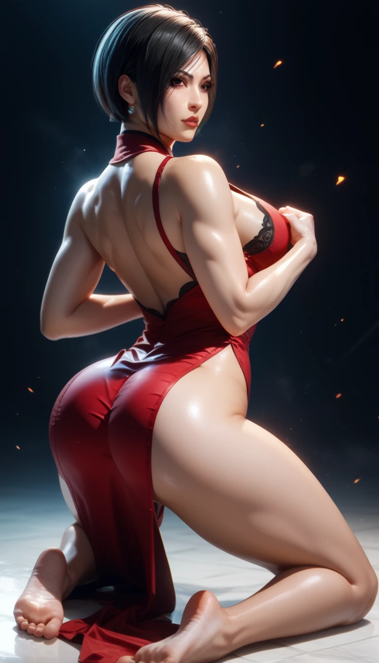 (masterpiece, best quality), 1girl, claireredfield2, girl back, girl wear white leggings