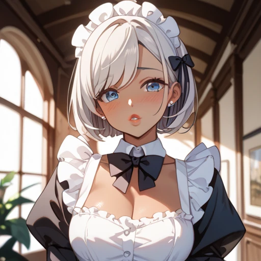 (masutepiece: 1.3), (max resolution: 1.2), (Ultra HDTV: 1.2), cinematric light, 8K resolution,
Detailed eyes and skin, detailed facial features, Perfect Style, Beautiful face, 准确, Anatomically correct, Highly detailed face and skin texture, Detailed eyes, Double eyelids, Thin eyebrows, Glitter Eyeliner: 1 Natural cheeks, Glossy skin, Fair skin: 1.2, (shiny lips: 1.4)
Two women facing each other、((Rubbing the opponent's chest))、((Touching the opponent's crotch、Erotic look))、(((Put your face on your crotch)))、(((((No Underwear)))))
((One of them is a 28-year-old lascivious woman. 、(((It is a standing figure))) ), (Challenging look: 1.2),(long silver-white hair, Colossal tits, upturned breasts,Green-gray eyes、(detailed maid outfit:1.6)、Exposed cleavage、、(((open one's legs))),Shiny little earrings and necklaces、Disheveled clothes,))、
((One of them is a -yeld na woman. 、((Sitting)) ), (Shy look: 1.2),(((closing eye))), ((Licking paws)),(a short bob,A dark-haired、 Small, Exposed cleavage、upturned breasts,blue eyes、(detailed maid outfit:1.2) 、Disheveled clothes、a miniskirt,)),NSFW