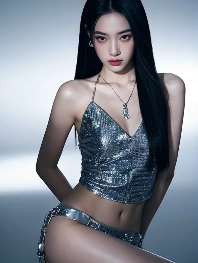 8K, masterpiece, original photo, best quality, lifelike, extremely detailed CG unity 8K wallpaper, depth of field, film light, lens flare, Ray tracing, (extremely beautiful face, beautiful lips, beautiful eyes), Intricately detailed face, ((Super fine skin)), best quality, masterpiece, ultra high resolution, (Shoot real:1.5), original image, 1 girl, sexy look, big deal , split, Showing off her six pack abs, big deal hips, big deal thighs, Bending posture, wavy long hair,wear basketball uniform, on the basketball court.